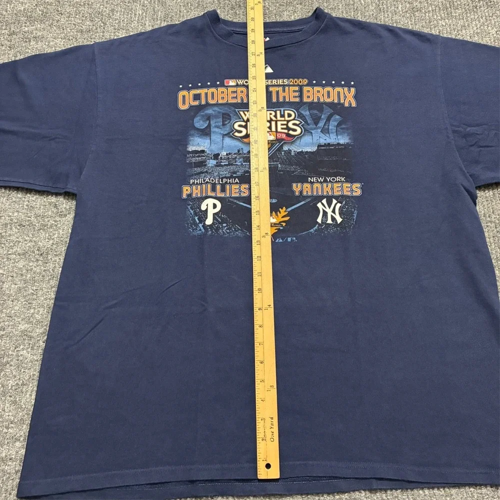 Majestic‎ MLB 2009 World Series Yankees vs Phillies T-Shirt Mens 2XL Blue
